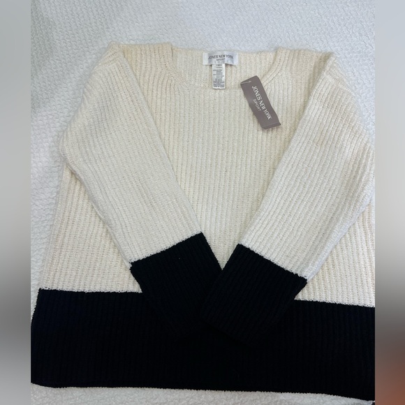 Y2K Jones New York Sport Sweater Adult White Color Block Cotton Womens Size L - Picture 2 of 11